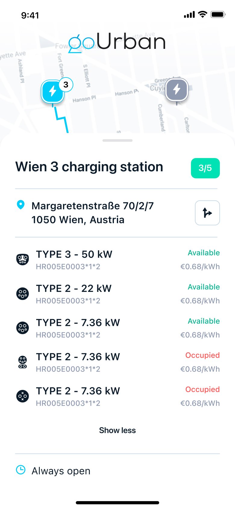 goUrban — Charging Ports mobile screen