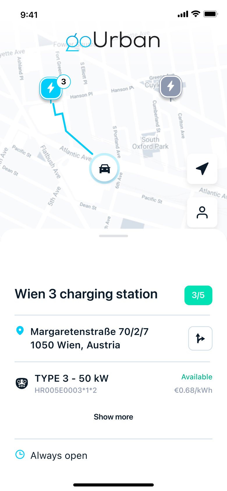 goUrban — Charging Station mobile screen